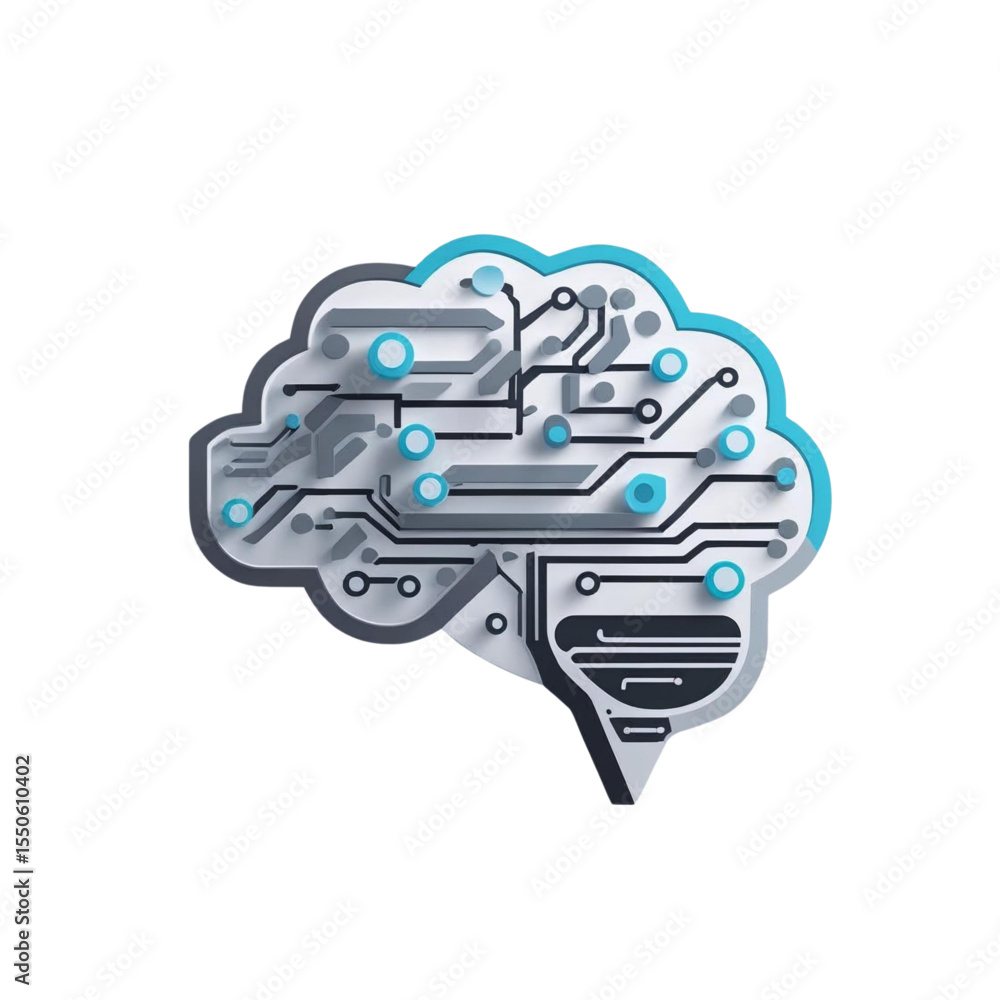 Poster artificial intelligence brain concept with circuit board design for technology and innovation 3d ren