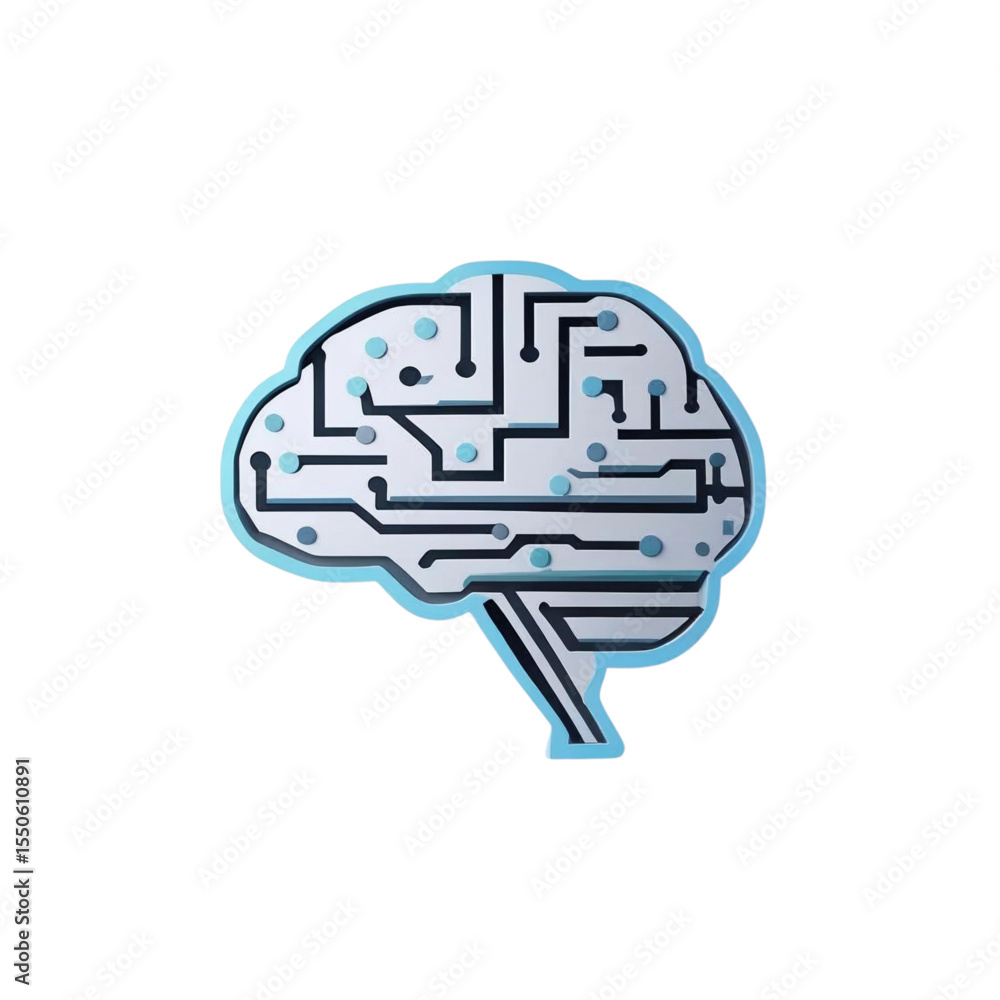 Poster artificial intelligence brain circuit board concept for technology and science vector design image