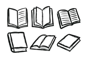 Hand-Drawn Sketch Book Vector Icon Set for Learning Design Projects