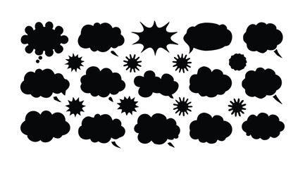 Obraz premium Black Silhouette Speech Bubble Vector Icon Set for Communication Design Projects