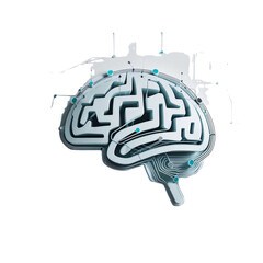 Brain maze concept illustration for mental health and problem solving with ai technology design
