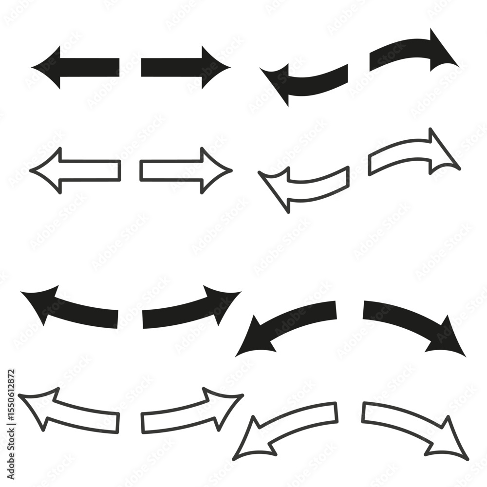 Poster arrow pointer collection. directional symbol set. navigation indicator elements. vector cursor shape