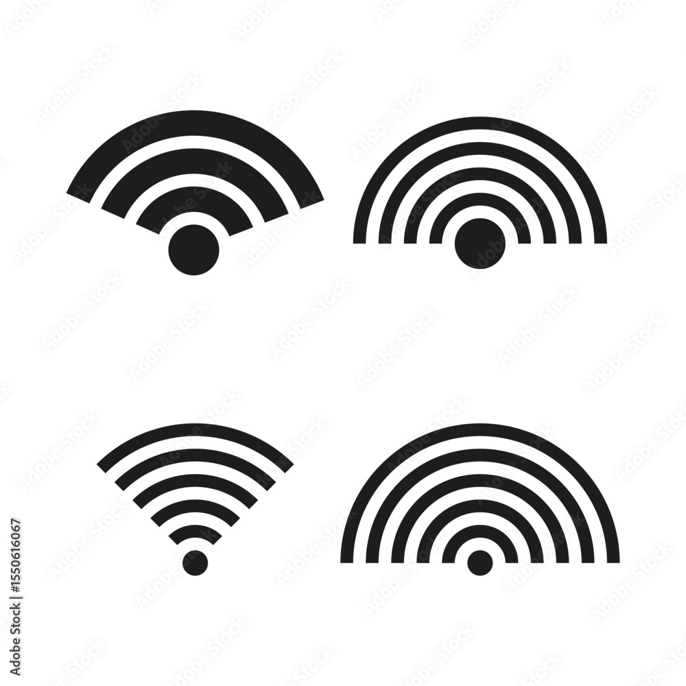 Poster wi fi signal icons. wireless connection symbols. black network elements. vector communication design