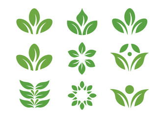 Vibrant Green Leaf Logo Vector Icon Set for Nature and Eco Design Projects