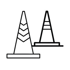 left lane closed arrow with orange cones for warning Vector illustration