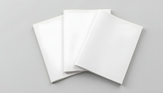 Stack of Blank White Magazines Mockup on Neutral Background