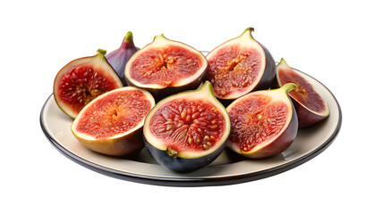 Beautiful still life of sliced figs on a plate, showcasing their vibrant color