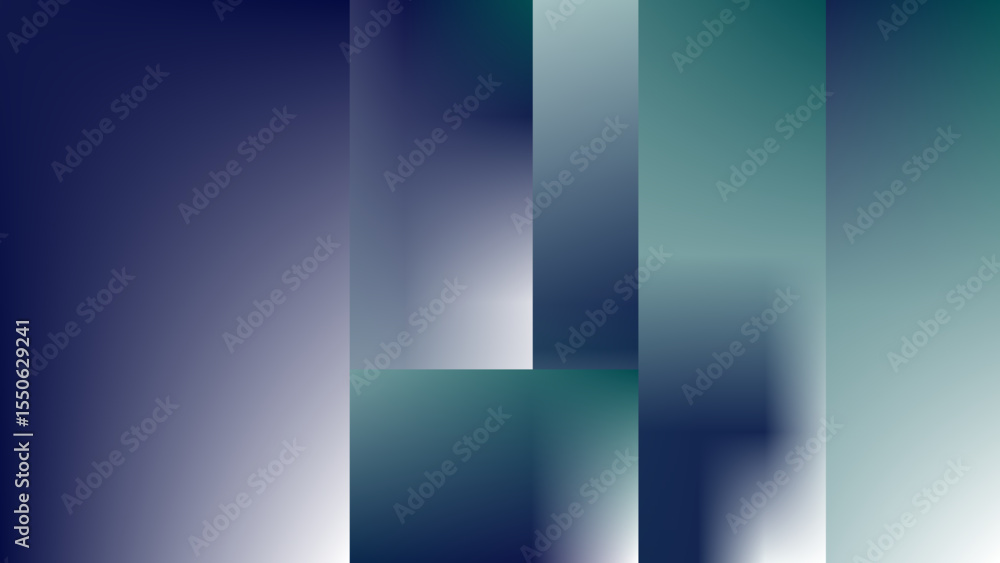 Poster geometric blue cube pattern, a 3d digital illustration with glowing neon light on a green texture ba