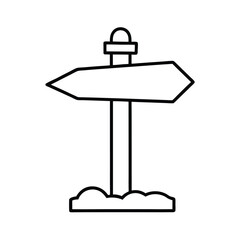 trail direction arrow on wooden guidepost showing map Vector illustration