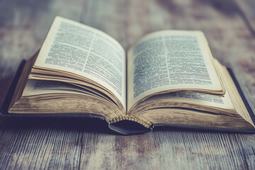 Obraz premium Open White Notebook Resting on Wood Table with Space for Text in a Natural Background