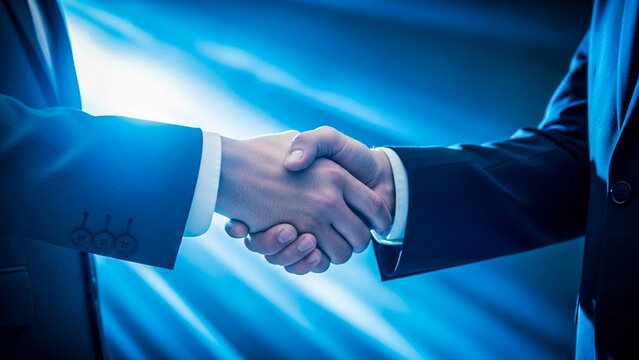 Client Trust and Agreement: A professional handshake between a businessman and a client, showing customer satisfaction and service.