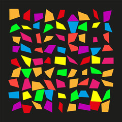 Colorful abstract shapes. Random geometric forms. Dynamic Vector pattern. Bright chaotic mosaic.