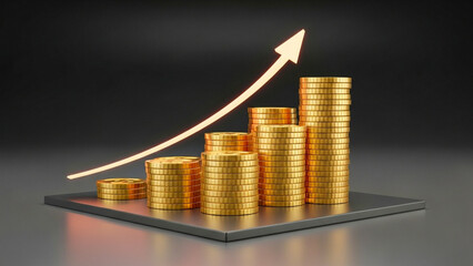 Financial Growth with Coins and Upward Trend Arrow – Investment Success