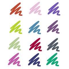 Illustration of various colorful smooth scribbles with different types of colors in each scribble, suitable for use as banner and greeting card decorations.