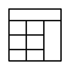 Simple grid layout design in black outline on white background  
