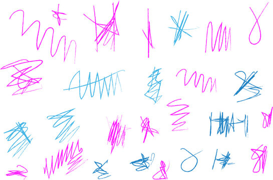 Colorful abstract illustration featuring dynamic lines and shapes in pink and blue tones, creating an energetic visual experience with vibrant textures and playful movement