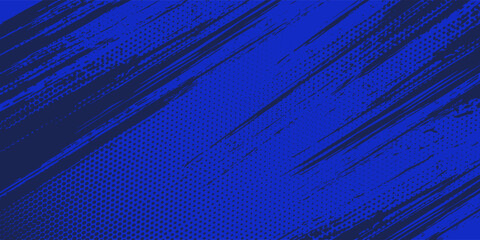 Halftone dots pattern blue color gradient texture grunge background. Pop art comic style vector illustration dots.