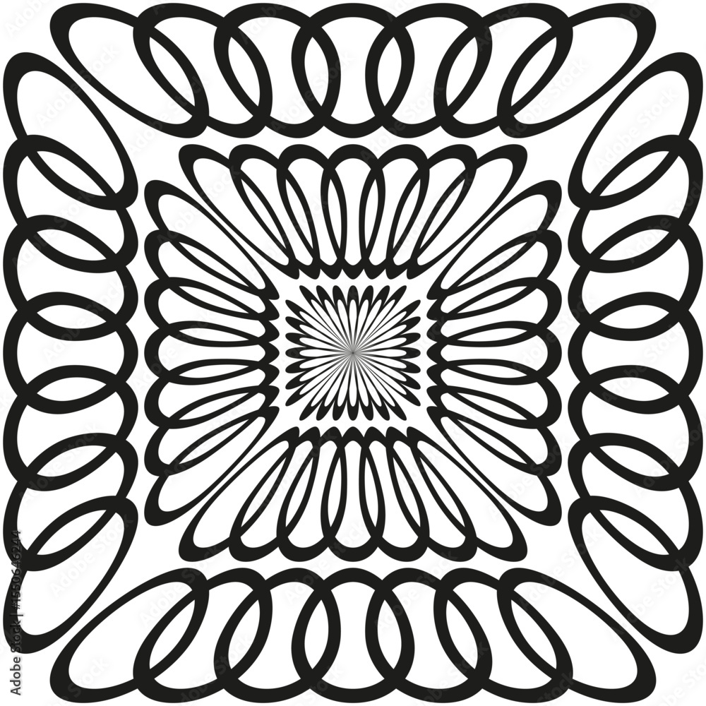 Poster geometric square pattern. abstract flower design. ornate vector element. decorative emblem illustrat