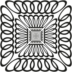 Geometric square pattern. Abstract flower design. Ornate Vector element. Decorative emblem illustration.
