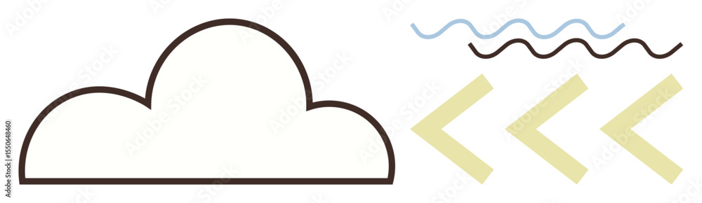 Aufkleber minimalist cloud shape with light waves and chevron patterns. ideal for weather, creativity, computi