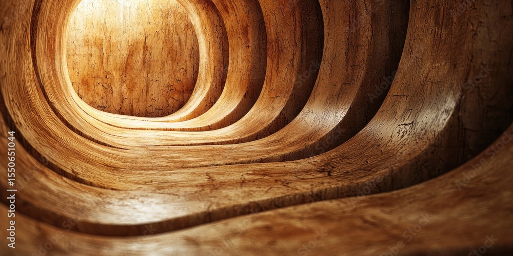 Poster An abstract visual emphasizes wood textures by highlighting the interplay of light and shadow, creating a rich design with natural sophistication.
