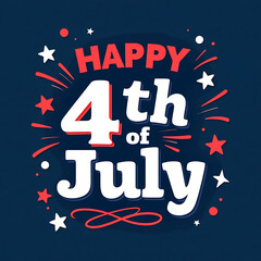 4th of July Graphic with Stars on Dark Blue Background
