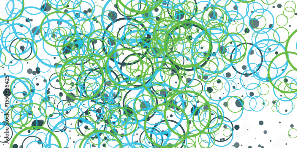 Poster abstract composition of overlapping circles in shades of blue and green on a white background creati