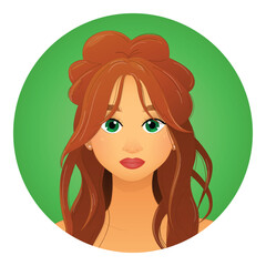 Redhead Woman with Green Eyes – Vector Illustration. EPS
