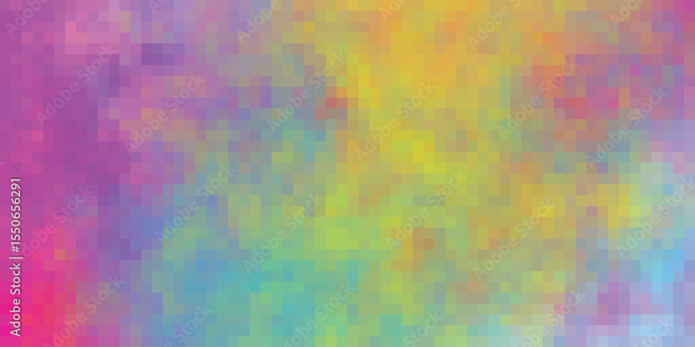 Poster abstract mosaic gradient of colorful hues in a pixelated design for backgrounds and design projects