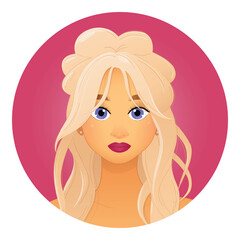 Blonde Woman with Violet-Blue Eyes – Vector Illustration. EPS