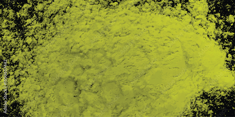 Poster abstract textured yellow powder on a black background evoking concepts of nature and creative artist