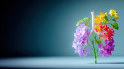 Colorful Floral Lungs Anatomy 3D Render