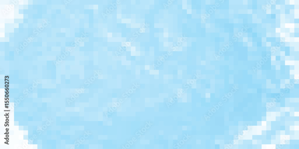 Poster light blue pixelated design resembling cloud forms suitable for digital backgrounds or creative webs