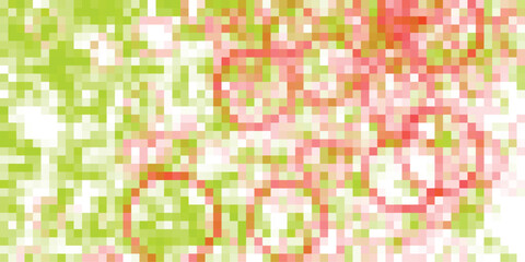 Fototapeta premium Pixelated abstract composition of green and pink hues with an unidentifiable shape displaying a retro digital feel