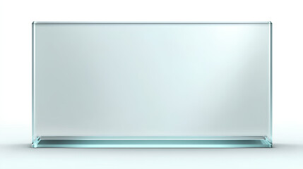 Glass plate on white background. Realistic screen glass, window mockup, clear glass showcase, glossy plastic glare frame, acrylic with glares and light, clear rectangular plate, plexiglas, 3d.