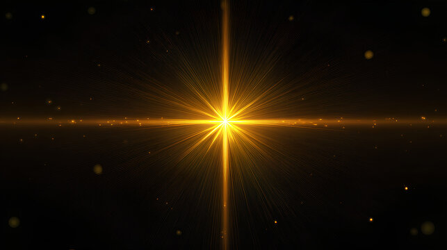 gold star light, sparkle. Yellow light effect. Shining light with yellow gold color. spotlight spark.Vector transparent sunlight special lens flare light effect.