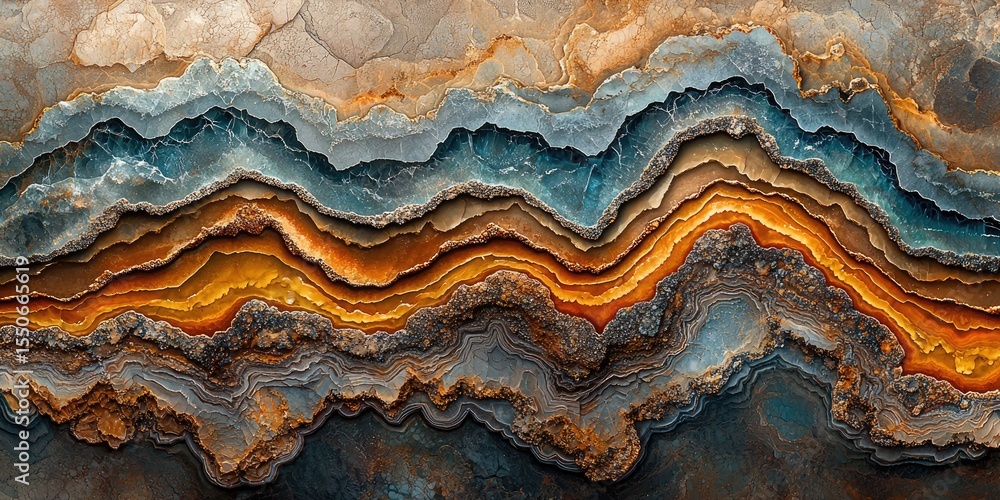 Poster The abstract artwork showcases stone textures with a focus on intricate patterns and tactile qualities, using a harmonious color palette for a visually engaging compositi