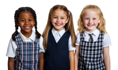 PNG Diverse elementary school students happy diversity portrait.