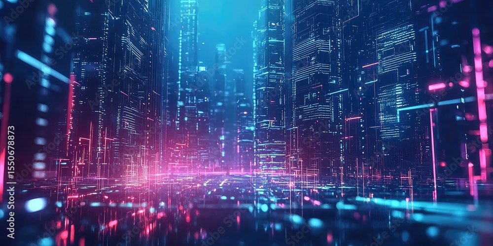 Poster sci-fi architectural design in a high-tech city, featuring robotic construction, advanced ai, and a 