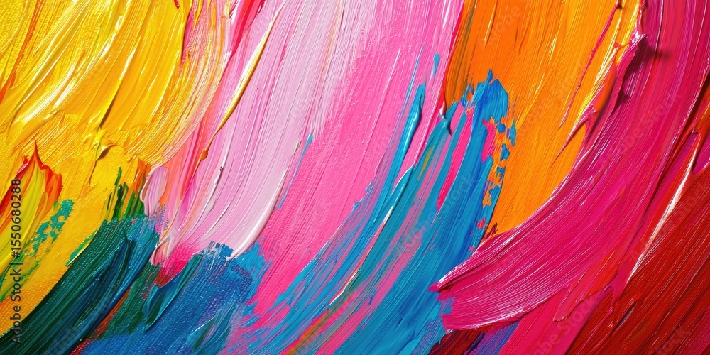 Poster A close-up of a painterly abstract background, featuring bold brushstrokes and vibrant colors that create an artistic and expressive composition.