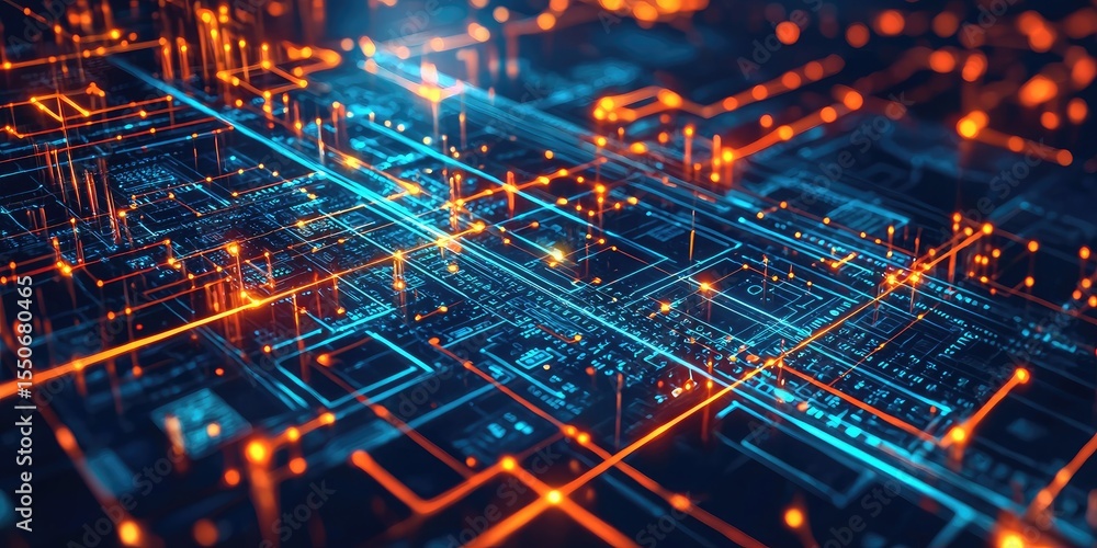 Aufkleber Macro image of a smart grid interface with dynamic components and a clean design, ideal for advanced connected tech scenes.