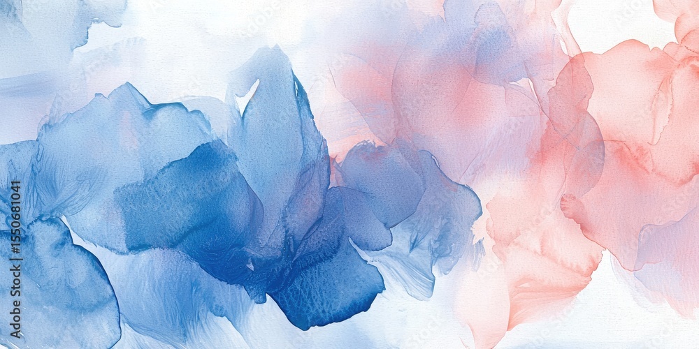 Poster A detailed view of an abstract watercolor, featuring soft washes of color blending together to capture the fluidity and grace of the medium.