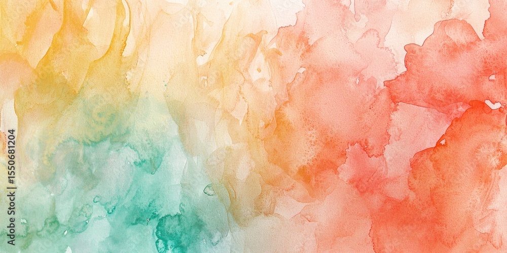 Poster A detailed view of an abstract watercolor, featuring soft washes of color blending together to capture the fluidity and grace of the medium.