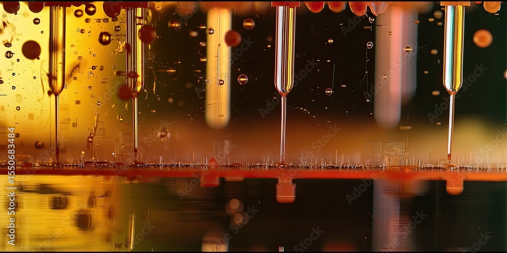 Poster precision image of a liquid chromatography setup, with samples being carefully prepared for analysis
