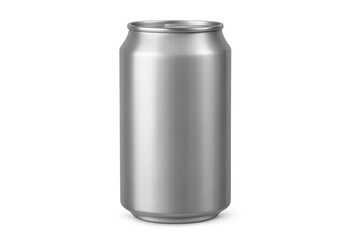 Photorealistic aluminum can standing up on a transparent background, perfect for showcasing your designs