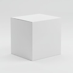 White Square Cardboard Box Mockup on White Background