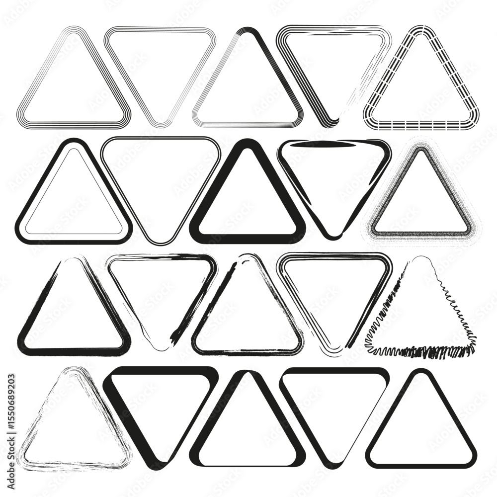 Poster triangle icon design. geometric shape symbol. black outline vector. abstract pattern illustration.