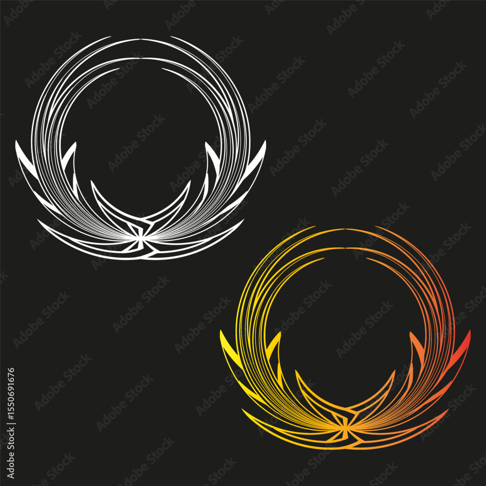 Poster circle line swirls. abstract wireframe rings. organic motion forms. vector chaotic elements.