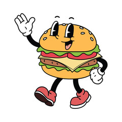 Cute Cartoon Burger Character Mascot 