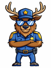 elk police mascot colorful illustration, suitable for logo, mascot character, brand mascot, or security mascot